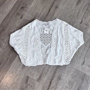 Hayden white lace short sleeve shrug coverup kimono One Size NWT